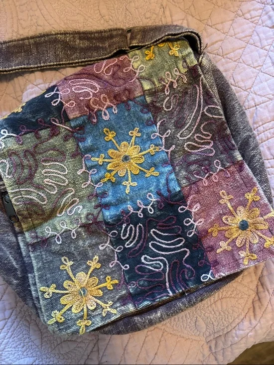 Handcrafted Patchwork Shoulder Bag in Multicolor - Picture 4 of 4